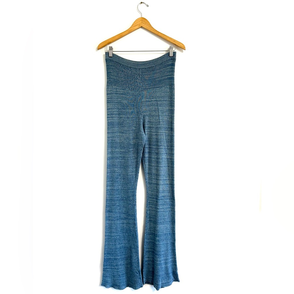 Free People Golden Hour Pants Wet slate combo knit high rise mini flares
